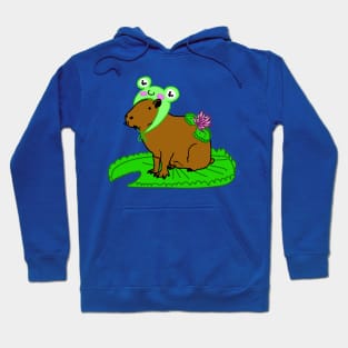 Capybara Sitting on a Lily Pad.. .In a Froggy Hat Hoodie